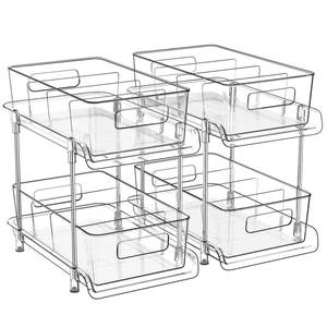 lot 9064 image: HIHEGD 2-Tier Bathroom Organizer with Dividers, Clear Under Sink and Pull-Out Cabinet Organizer for Kitchen and Pantry Storage