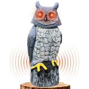 lot 9081 image: Ugold Solar Powered Garden Owl with Motion Detection, Rotating Head, Realistic Hoots and Silent Mode, Outdoor Statue and Sculpture, Owl Decoration for Home, Garden, Patio and Lawn