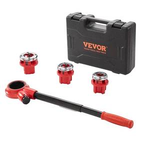 lot 9097 image: VEVOR Ratchet Pipe Threader Kit with 3 Dies, 12 NPT, 34 NPT, 1 NPT Ratcheting Pipe Threading Tool, Portable Pipe Threader Set with Storage Case for Plumbing Installation and Repair
