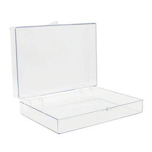 lot 9112 image: Clear Hinged Plastic Storage Boxes (4 Pack) �� 7 x 5 x 1.75 Small Organizer Containers for Crafts, Games, Office Supplies �� Stackable, Durable, BPA-Free, Made in USA