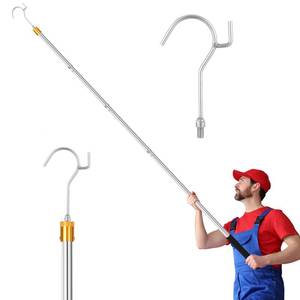 lot 9118 image: Clothes Hook Pole, Adjustable from 28 to 74, Closet Coat Rack Hook Rod