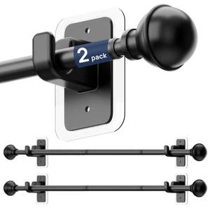 lot 9119 image: ENJOYBASICS 2 Pack 28-48 No Drill Curtain Rods, Renter Friendly, Black