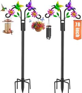 lot 10188 image: yeuago 2 Pack Double Shepherds Hooks 78 Hummingbird Flower 5-Prong