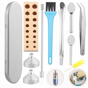 lot 10200 image: 11 Pcs Capsules Filling kit Tray Tools - Lab Short Stem Funnels, Making Holder, Tweezers&Tiny Spoons  Home Lab Supplies for Size #000 to #5