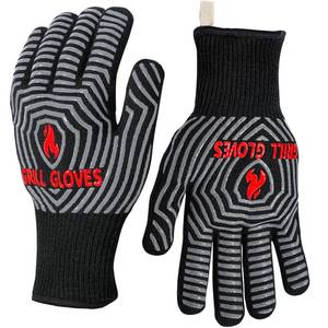 lot 10223 image: QUWIN BBQ Gloves, 1472°F Heat Resistant Grilling Gloves Silicone Non-Slip Oven Mitts, Kitchen Gloves for BBQ, Grilling, Cooking, Baking(One Size Fits Most, Black)- 1 Pair