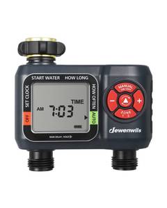 lot 10231 image: DEWENWILS 2-Zone Hose Timer with Rain Delay, Manual & Auto Watering