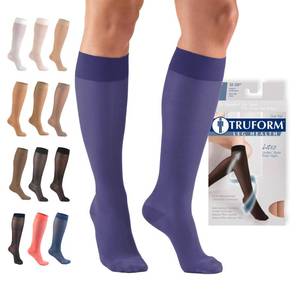 lot 10248 image: Truform Sheer Compression Stockings, 15-20 mmHg, Womens Knee High Length, 20 Denier, Purple, Medium