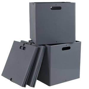 lot 11601 image: Cand Collapsible Plastic Storage Cubes, Grey Cube Organizer Bins, 4-Pack