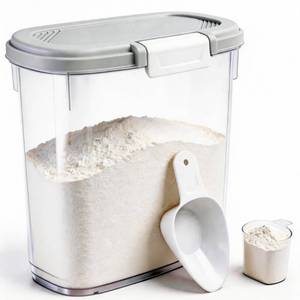 lot 11611 image: Rice Storage Container 15-20 Lbs, Tall Flour Bin Container with Scoop, Cup