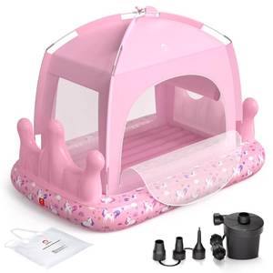 lot 11615 image: QPAU Kids Air Mattress with Tent and Fast Pump, for Ages 3 Girls Princess