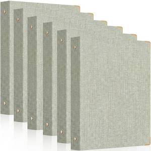 lot 11634 image: Fulmoon 6 Pcs Aesthetic 3 Ring Binders with Linen Cover 1 Inch Round Rings Binder with Inner Pocket 8.5 x 11 Binder Fits Letter Sized Durable for School Office and Home(Sage Green)