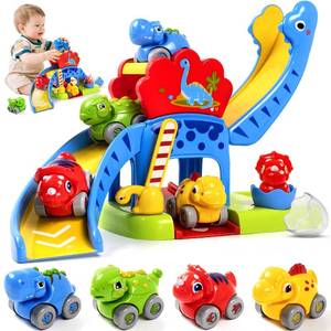 lot 11640 image: Marstone Dinosaur Race Track Slide Toy for Toddlers 1-3 Years Old boy Girl