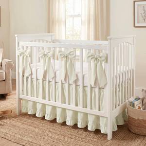 lot 11641 image: Smoothnovelty Beige Crib Bed Skirts with 4 Large Cot Bow 28 x 52,14 Drop