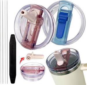 lot 12079 image: 1 Pack 30 oz Tumbler Detachable Flip Straw Lid Replacement Fit for Stanley Quencher ProTour,Leak Proof Lid,No Spill Flip Top Tumbler Cover for Stanley Cup Accessories Rose Color