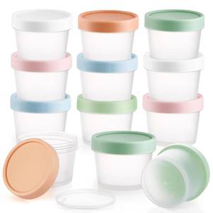 lot 12083 image: 12 Pieces 3.4oz100ml Cosmetic Container Refillable Plastic Makeup Pot Translucent Wide Mouth Storage Jars with Lids for DIY Beauty Products Lotion Cream Body Butter Powder - Multicolor
