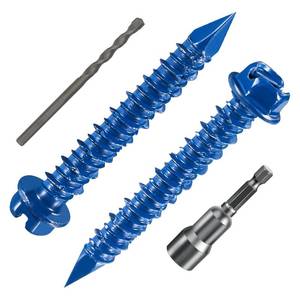 lot 12106 image: Wensilon(30 PCS) 316  1-34 Slotted Hex Concrete Screws Anchor Blue Hexagon Head for Anchoring to Masonry, Block or Brick Stucco