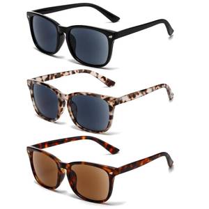 lot 12115 image: FSRTEP 3 Pack Reader Sunglasses For Women Classic Retro Reading Sunglasses UV400 With Metal Hinge HDZ 1.25
