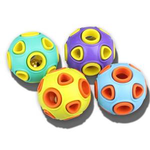 lot 12124 image: SCHITEC Dog Balls with Bell Sound, 4 Pack Rubber Bouncy Fetch Ball for Puppies Small Dogs, 2 Interactive Pet Chew Toys