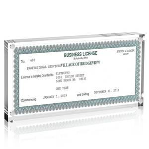 lot 12126 image: 4x9 Business License Frame, Clear Acrylic 4x9 Business License Certificate Tabletop Display