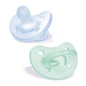 lot 12127 image: Chicco PhysioForma Orthodontic Pacifier for Babies 0-6 Months, 100% Soft Silicone, BPA Free & Breathing Support, 2-Pack with Sterilizing Case, Light BlueGreen
