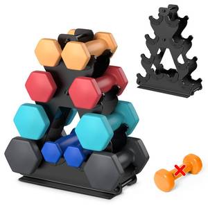 lot 19179 image: 4-Tier Dumbbell Rack Stand Only  Space-Saving Weight Rack for Home Gym, Hand Weight Rack Dumbbell Storage for Dumbbell Set (3-15 LB), Durable Metal Stand with Easy Assembly (Dumbell not Included)