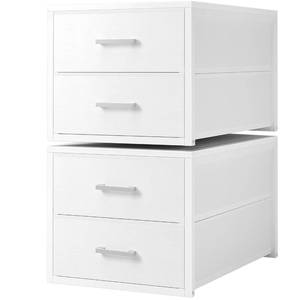 lot 19181 image: BOLUO Stackable Storage Drawers Narrow Closet Organizers and Storage Fabric White 2 Drawer Dresser for Bedroom 2 Packs Modern