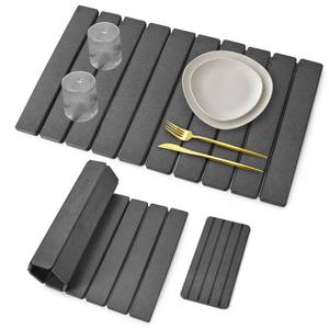 lot 19184 image: Large Stone Dish Drying Mat for Kitchen Counter �� 24(L)�16 (W) Foldable Super Absorbent Diatomaceous Earth Dish Drying Mat, Kitchen Counter Mats for Plate Rack, Cups, Match Any Countertop - Gray
