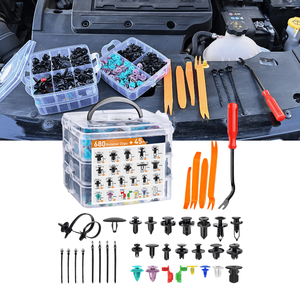 lot 19201 image: 680-Piece Automotive Push Retainer Clips & Fasteners Assortment Kit with 23 Popular Sizes  Nylon Bumper Fender Rivets  10 Cable Ties  and Fastener Remover Tool for Toyota  GM  Ford  Honda  Chevy