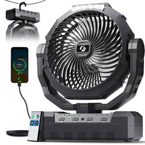 lot 19202 image: FRIZCOL 3-in-1 Camping Fan - Portable Fans Rechargeable - 48000mAh Battery Powered Fan with Light & Remote for Indoor, Outdoor, Tent, Travel, Fishing, Jobsite, Gifts for Men Dad Him - Black