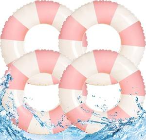lot 19204 image: 4PCS Floats for Adults Rings Striped Pool Float Large Swim Ring for Adults,30 Inch Classic Striped Teens Adult Inner Tubes Summer Beach Bachelorette Party (Pink Striped)