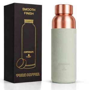 lot 19207 image: Pure Copper Water Bottle  Handcrafted, Leak-Proof, Eco-Friendly, Health-Boosting Bottle with Silicon Grip  Stylish, Reusable, Perfect for Hydration & Wellness  34 Ounces (Sage Green Silicon Grip)
