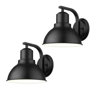 lot 19212 image: zeyu 8.4 Barn Sconce Wall Lighting, 2 Pack Industrial Wall Lights for Bedroom Dining Room, Metal Dome Shade in Black Finish, ZY24-1W-2PK BK