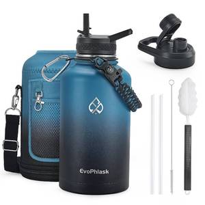 lot 19217 image: EvoPhlask 64 oz Insulated Water Bottle with Carrier Bag, Indigo Black