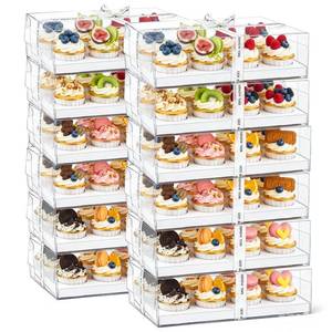 lot 19233 image: Cedilis 12 Pack Clear Cupcake Boxes, 12 Count Cupcake Containers with Gift Ribbon, Plastic Cupcake Carrier Holder for Cookies, Muffins, Bakeries