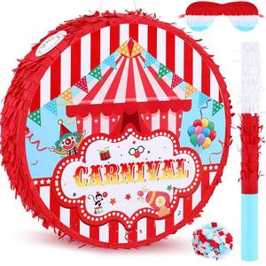lot 19250 image: Deekin Large Carnival Pi�ata Stick with Blindfold Confetti Set Circus Tent Pi�ata for Birthday Carnival Theme Party Decorations Gaming Holiday Celebration Game Supply