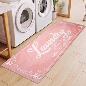 lot 19258 image: XLHOMO Laundry Room Rug Runner, 17x60 Non Slip Pink Nappa Leather Laundry Rugs, Farmhouse Washable Floor Laundry Mats for Laundry Room, Kitchen, Washroom, Bathroom, Mudroom, Hallway Entryway Decor