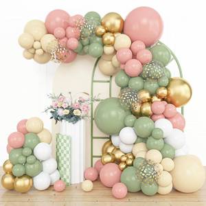 lot 20300 image: Amandir 153pcs Retro Green Pink Balloon Garland Arch Kit Different Sizes