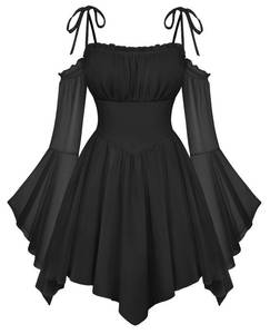 lot 20313 image: Womens Renaissance Fairy Dress A Line Boho Corset Dress Black M