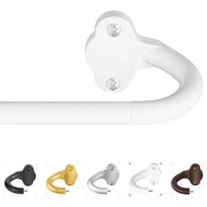 lot 20325 image: TVWOO Wrap Around Curtain Rods,White Curtain Rods 48 to 84 Inch,58 Inch Adjustable Blackout Curtain Rod Set with Bracket,Room Darkening Single Window Rod,Metal Hidden Curved Drapery Rods 48-84,White