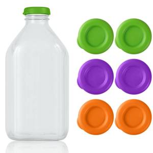 lot 20327 image: GAWBYET Silicone Milk Bottle Caps,48mm Diameter Glass Jug Replacement Lids Fit Stanpac & Libbey & Stock Your Home & The Dairy Shoppe,Reusable and Airtight Bottle Caps(6 Pack) (Three colours)