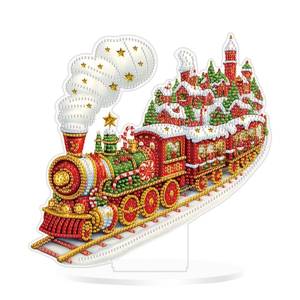 lot 20331 image: Eiflow Desktop Diamond Art Kit for Adults Christmas, DIY Tabletop Diamond Art Painting with Stand, Acrylic Stand Up Gem Painting Board Kits(Christmas Train)