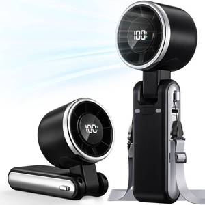 lot 20332 image: Bearwind Portable Handheld Turbo Fan - 5 Gear High Speed 4000mAh Rechargeable Mini Personal Hand Fan Blow Cold Air, Battery Operated Travel Essentials, Beach Vacation, Gifts for Women, Men (Black)