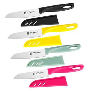 lot 20342 image: BYkooc 8 pieces Paring Knives (4PCS Peeling Knives and 4PCS Knife Sheath), Ultra Sharp Vegetable and Fruit Knife,German Steel Small Kitchen Knife with PP Plastic Ergonomic Handle
