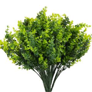 lot 20348 image: LYRWI 8 Bundles UV Resistant & Non-Fading Artificial Boxwood Shrubs - Fake Greenery Plants for Outdoor Indoor, Farmhouse, Garden, Porch, Patio, Wedding Decoration