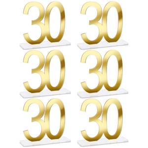 lot 20354 image: Threehoney 6 Pcs Mirror Gold 30th Birthday Decorations for Men and Women Acrylic Anniversary Decorations Table Numbers Centerpieces for Birthday Party