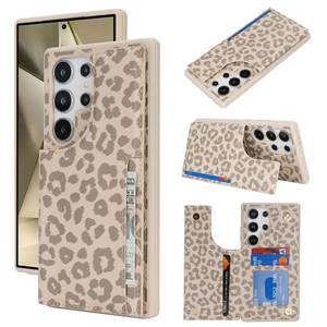 lot 20355 image: iCoverCase Compatible with Samsung Galaxy S24 Ultra Case with Card Holder, S24 Ultra Wallet Case for Women Men RFID Blocking PU Leather Protective Phone Case for S24 Ultra 5G (Beige Leopard)