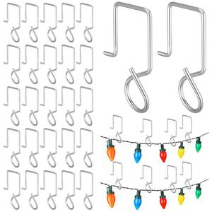 lot 20358 image: Pinkunn 60 Pcs Christmas Gutter Clips, Stainless Steel Q Hangers Hooks