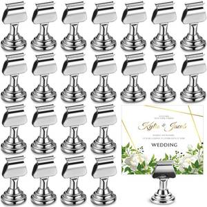 lot 20359 image: Kathfly 48 Pcs Wedding Table Number Holders Metal Silver Place Card Holder