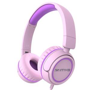 lot 20365 image: IMYB Kids Headphones, V1 Wired Stereo Foldable Tangle-Free 3.5mm Adjustable On-Ear Headphones for Kids for SchoolToddlersChildrensTeensBoysGirlsIpadTabletKindlePhonesTravelPlane (Pink)