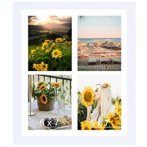 lot 20366 image: JCJMY 12x16 Collage Picture Frame with Mat, Display 4 Pcs 5x7 Photos or 12x16 Picture, Four Opening 5x7 Picture Frame Collage for Wall Hanging, Lightweight 5 x 7 Multi Photo Frame, White